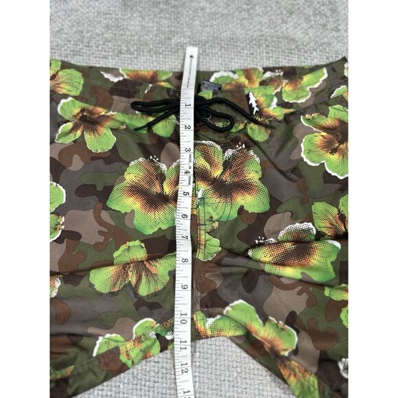 Maui And Sons Swim Trunks Mens 30‎ Green Camo Floral Hawaiian Ripstop Beach - Picture 6 of 10